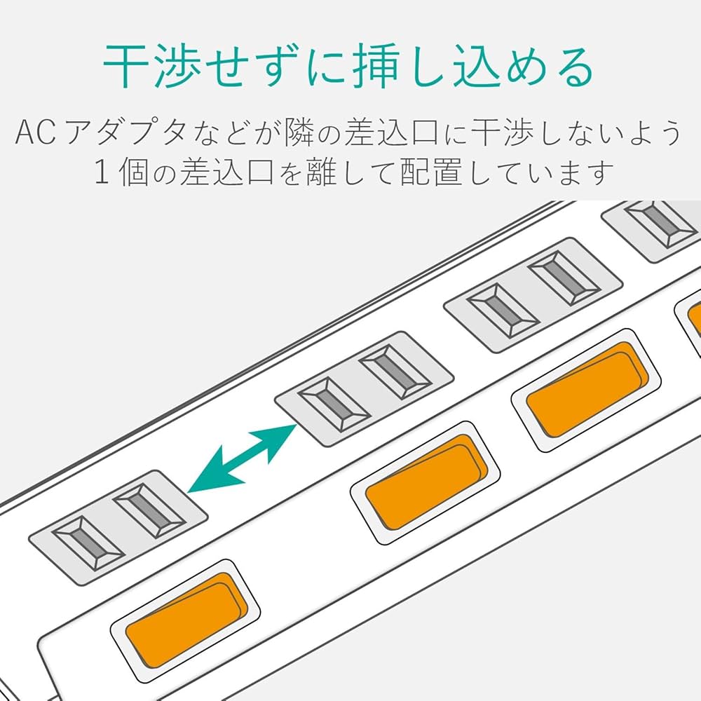Amazon.co.jp: エレコム 電源タップ 雷ガード 個別スイッチ